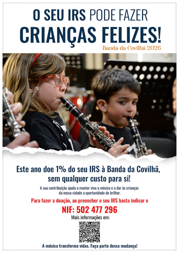 Banda da Covilh&atilde; lan&ccedil;a campanha solid&aacute;ria � O Seu IRS pode fazer Crian&ccedil;as Felizes