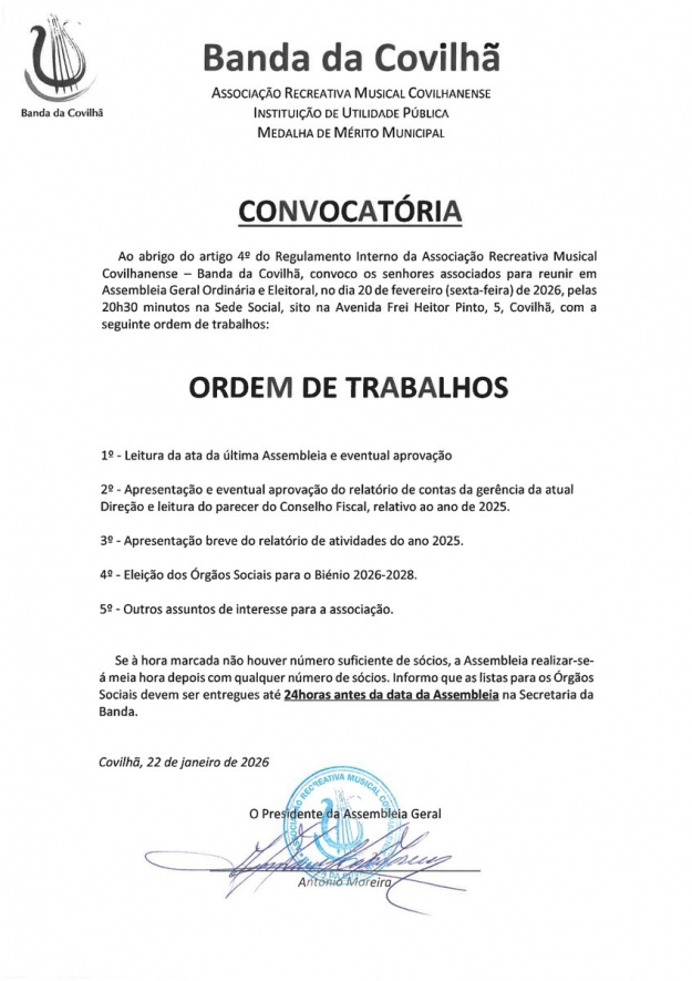 Convocat&oacute;ria - Assembleia Geral