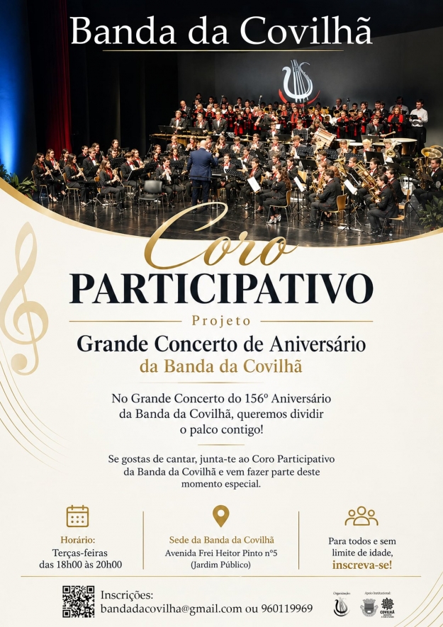 🎤 𝗚𝗼𝘀𝘁𝗮 𝗱𝗲 𝗰𝗮𝗻𝘁𝗮𝗿? 𝗝𝘂𝗻𝘁𝗲-𝘀𝗲 𝗮𝗼 𝗖𝗼𝗿𝗼 𝗣𝗮𝗿𝘁𝗶𝗰𝗶𝗽𝗮𝘁𝗶𝘃𝗼 𝗱𝗮 𝗕𝗮𝗻𝗱𝗮 𝗱𝗮 𝗖𝗼𝘃𝗶𝗹𝗵𝗮̃!